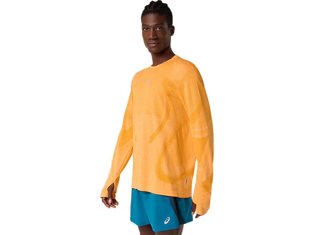 ASICS Men's Road Seamless Long Sleeve TOP Running Apparel, M, YAMABUKI