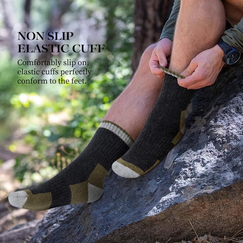 SIMIYA Merino Wool Hiking Socks for Men - 5 Pairs Thick, Warm, Thermal Winter Crew Socks for Cold Weather