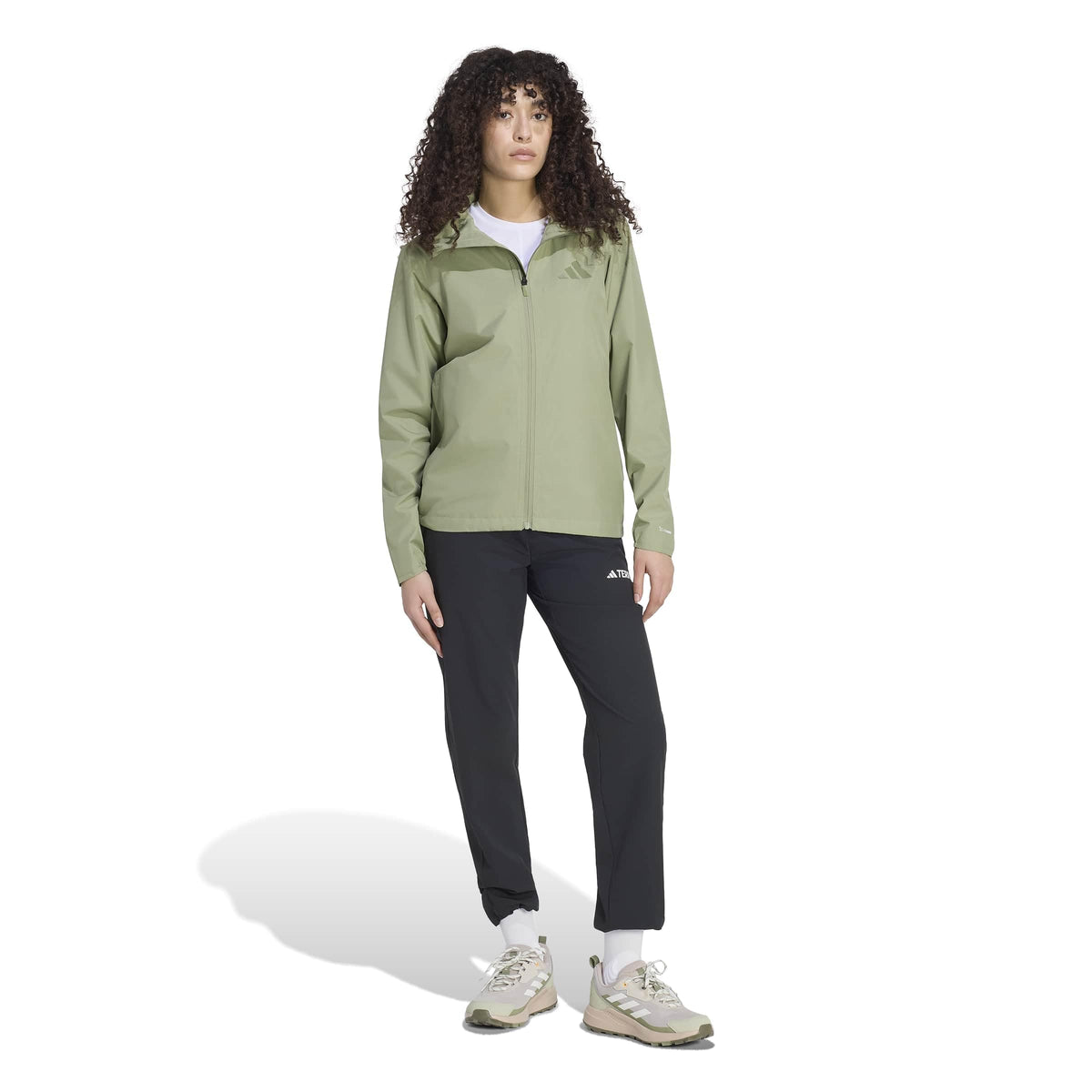 adidas Women's Terrex Multi Essentials 2 Layer Climaproof Rain Jacket, Tent Green, Large