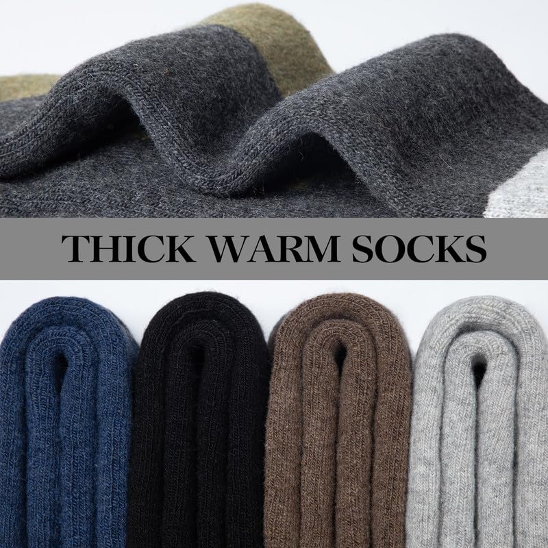 SIMIYA Merino Wool Hiking Socks for Men - 5 Pairs Thick, Warm, Thermal Winter Crew Socks for Cold Weather