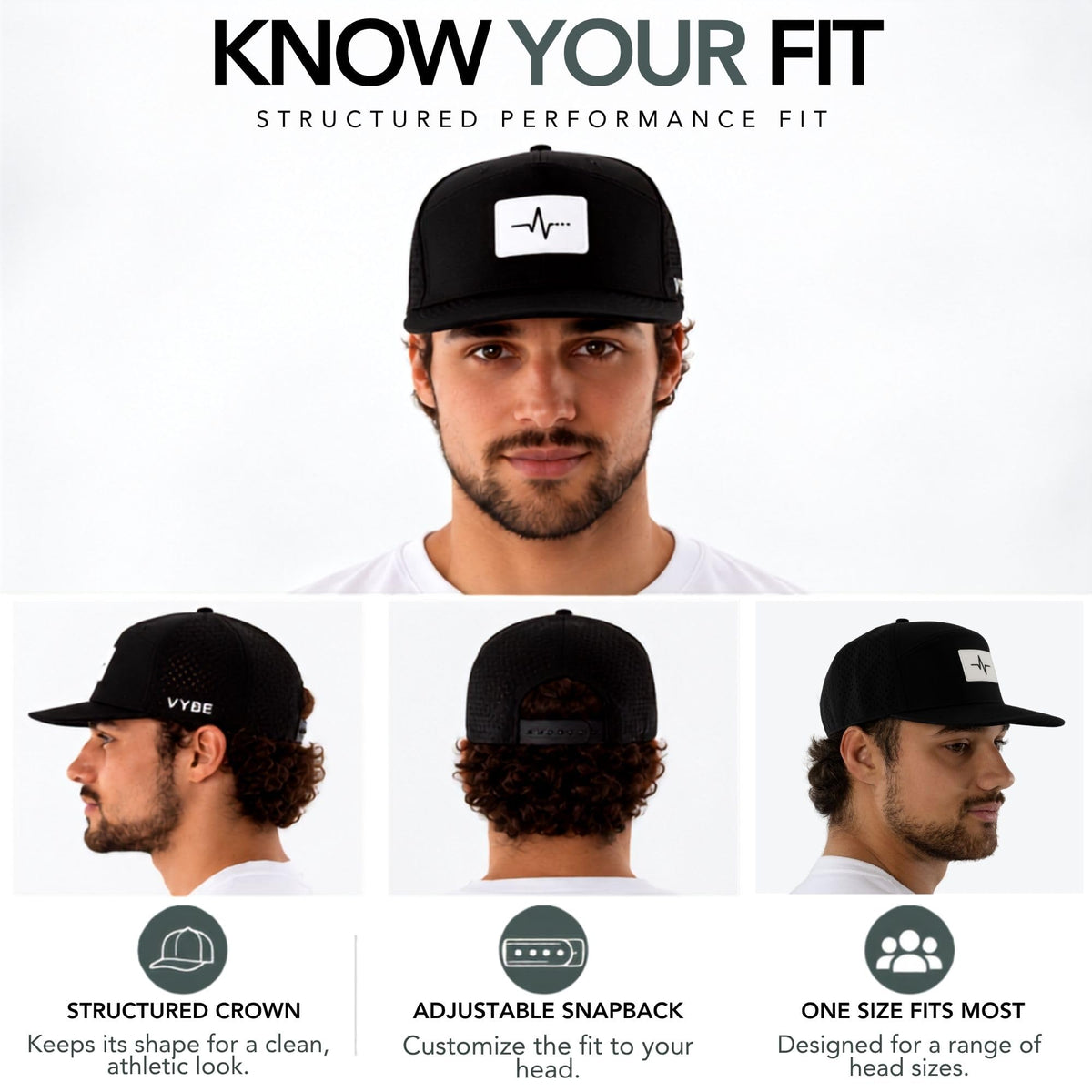 VYBE 639 Flow Performance Snapback Hat – Water Resistant, Breathable, Moisture Wicking Athletic Cap (Midnight Vybe)