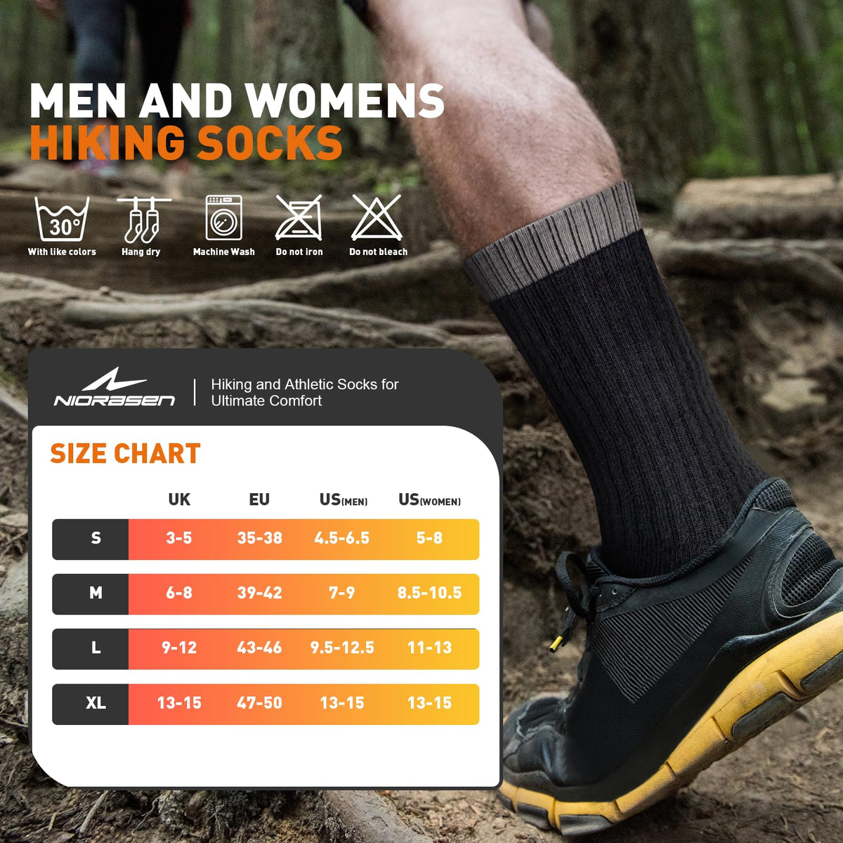 Niorasen Merino Wool Socks for Men & Women, Thermal Winter Crew Warm Socks