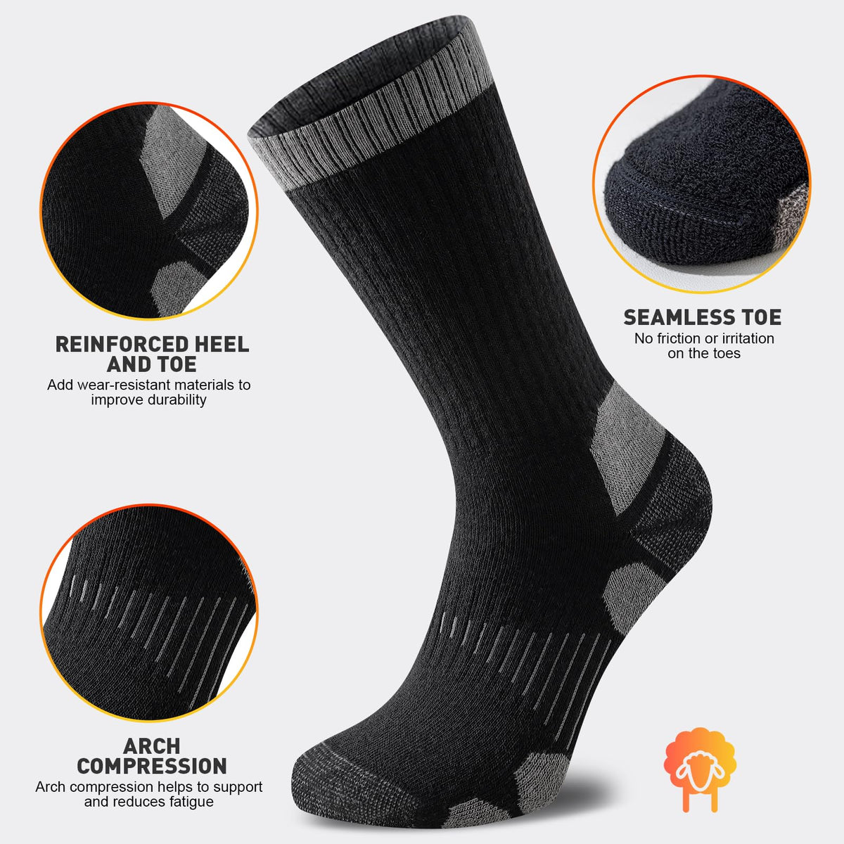 Niorasen Merino Wool Socks for Men & Women, Thermal Winter Crew Warm Socks