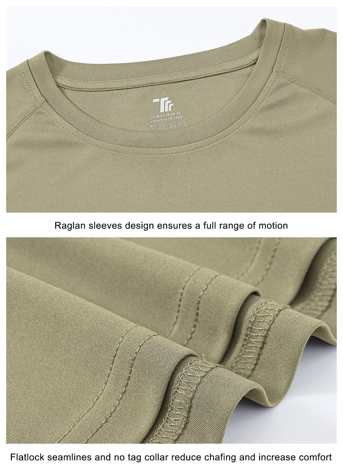 TBMPOY Mens Sun Protection Hiking Shirts Long Sleeve Water UPF 50+ SPF UV Shirts Lightweight Fishing Hiking Swimming Khaki L