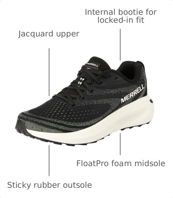 Merrell Women's Morphlite Trail Running Shoe Black/White 6.5 M US