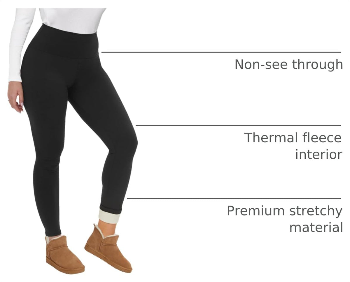 Fleece Lined Leggings Women - Thick Winter Thermal Warm Pants Medium
