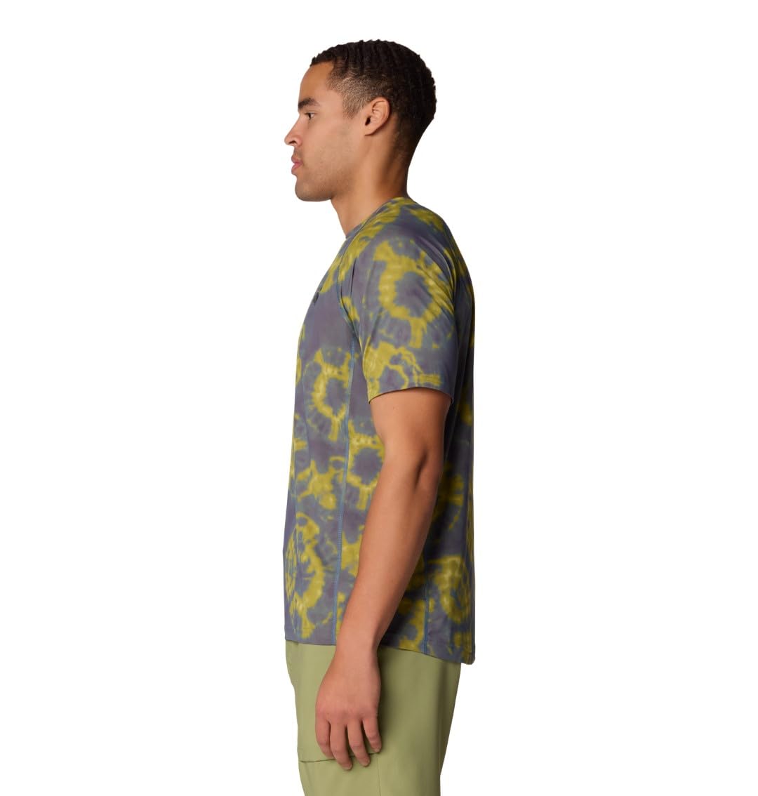 Mountain Hardwear Men's Crater Lake Short Sleeve, Adriatic Blue Spore Dye Print, Medium