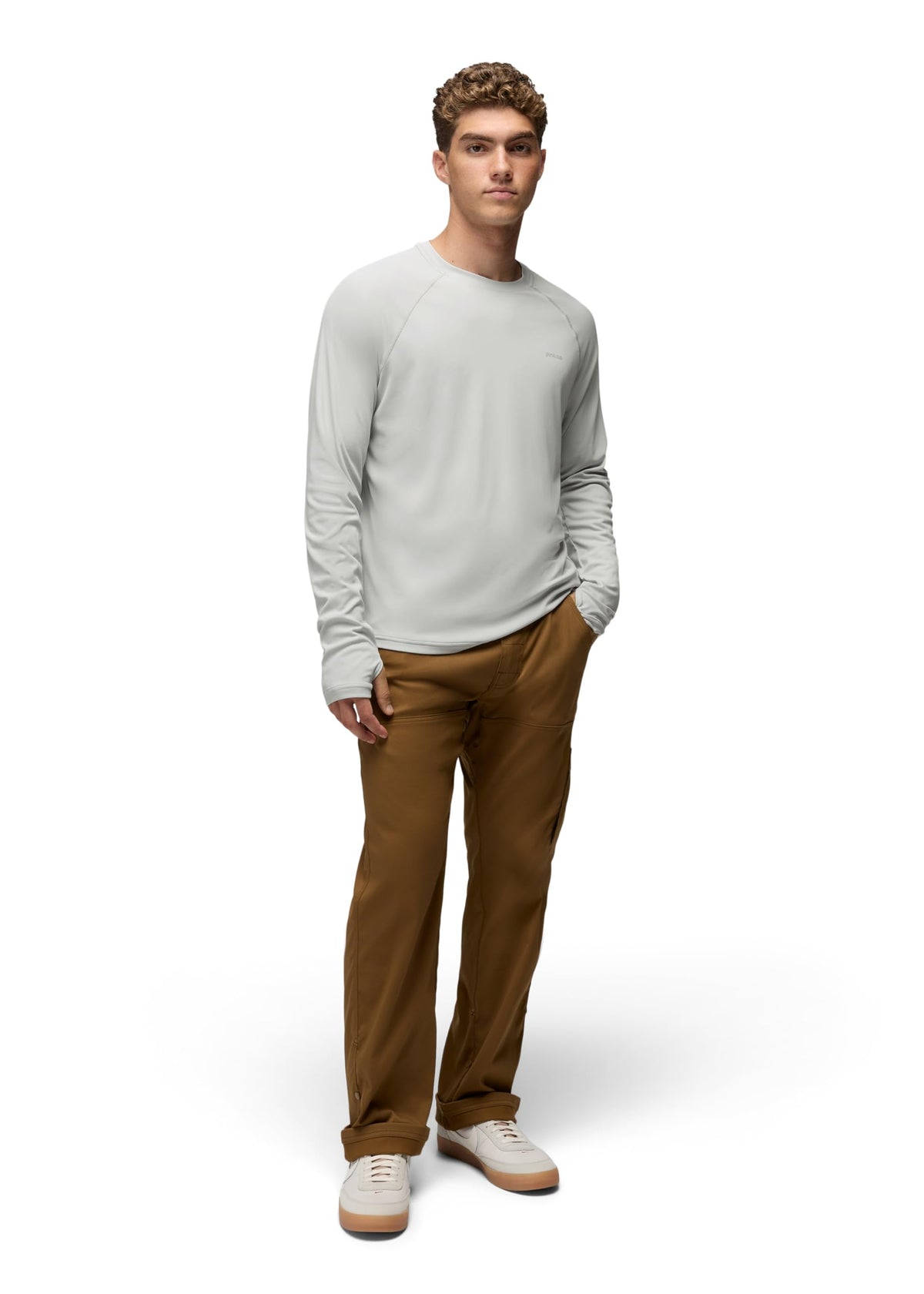 prAna Mens Sol Shade Long Sleeve Crew, River Rock, Small