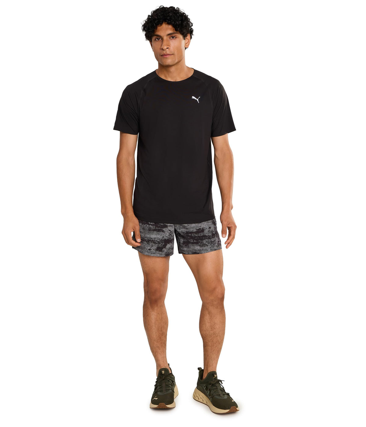 PUMA Mens Run Cloudspun Crew Neck Short Sleeve Athletic Casual Tops Casual - Black - Size M