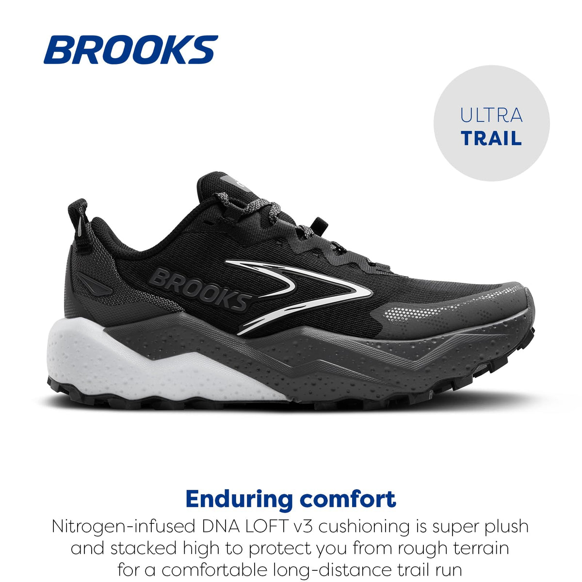 Brooks Women’s Caldera 8 Ultra Trail Running Shoe - Black/Blackened Pearl/White - 7.5 Medium