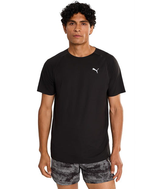 PUMA Mens Run Cloudspun Crew Neck Short Sleeve Athletic Casual Tops Casual - Black - Size M