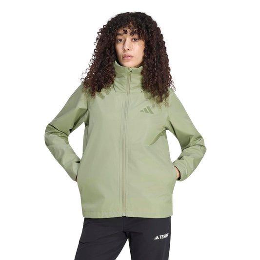 adidas Women's Terrex Multi Essentials 2 Layer Climaproof Rain Jacket, Tent Green, Large