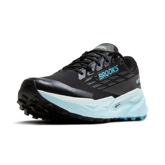 Brooks Women’s Cascadia 19 GTX Waterproof Mountain Trail Running Shoe - Black/Ebony/Blue Flower - 8 Medium