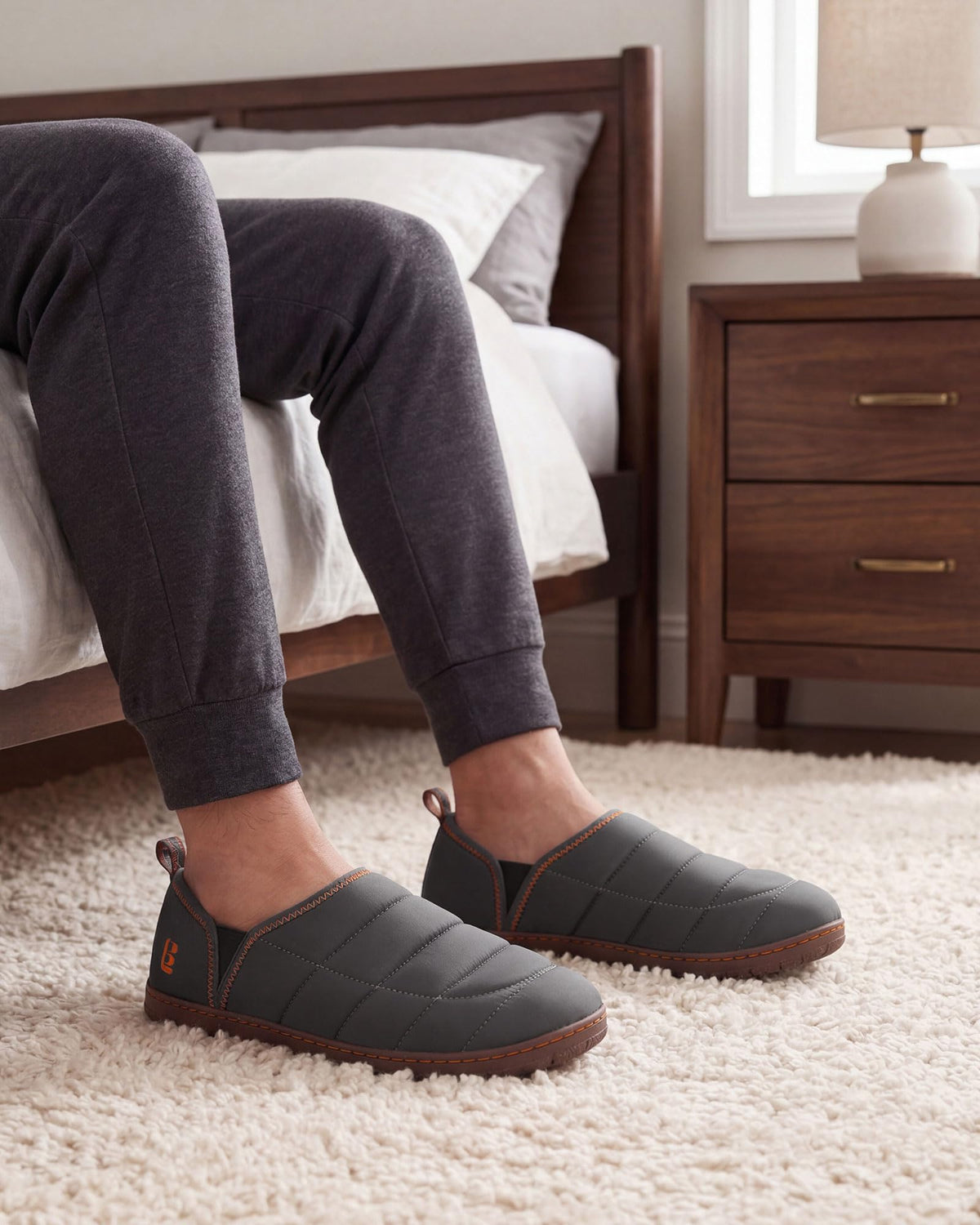 LongBay Men's Outdoor Slippers Two Tone Indoor House Shoes Grey, 10