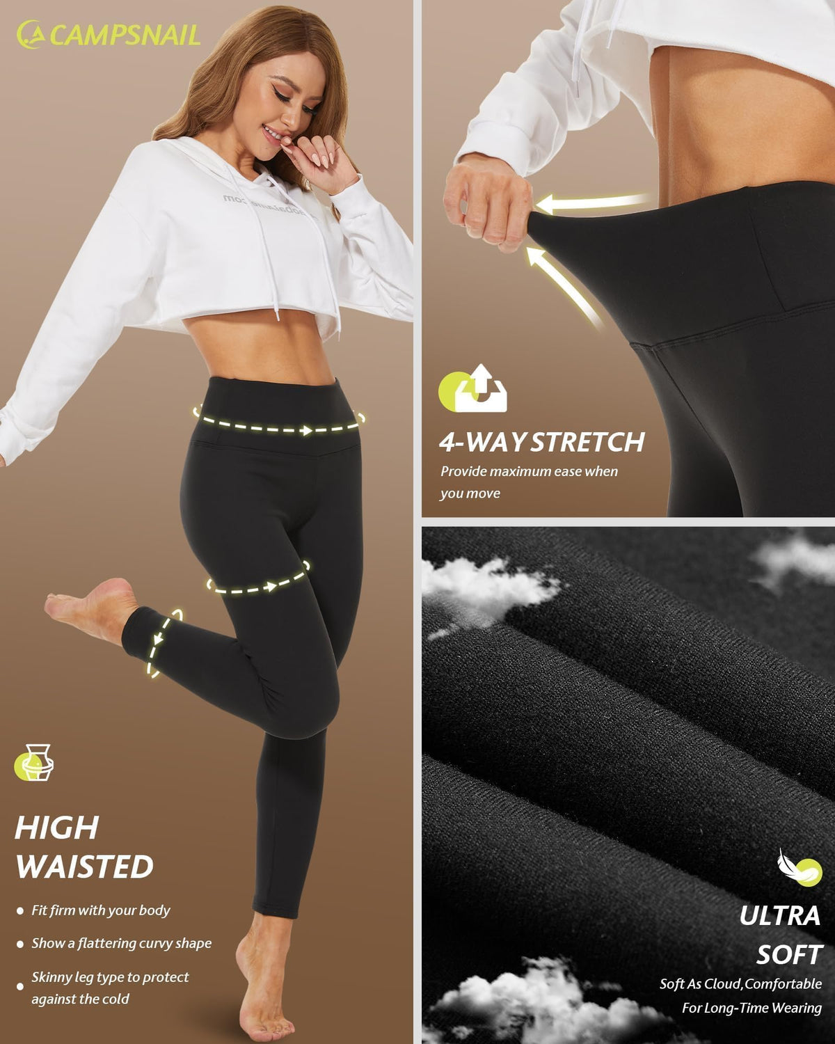 Fleece Lined Leggings Women - Thick Winter Thermal Warm Pants Medium