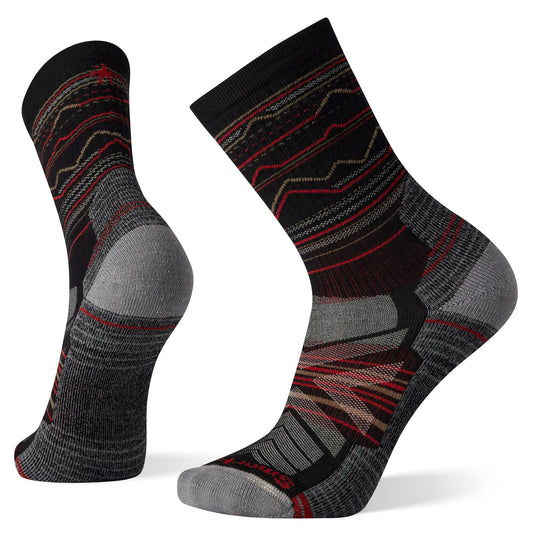 SmartWool Men's Hike Light Cushion Mountain Range Pattern Crew Socks, Black, Medium