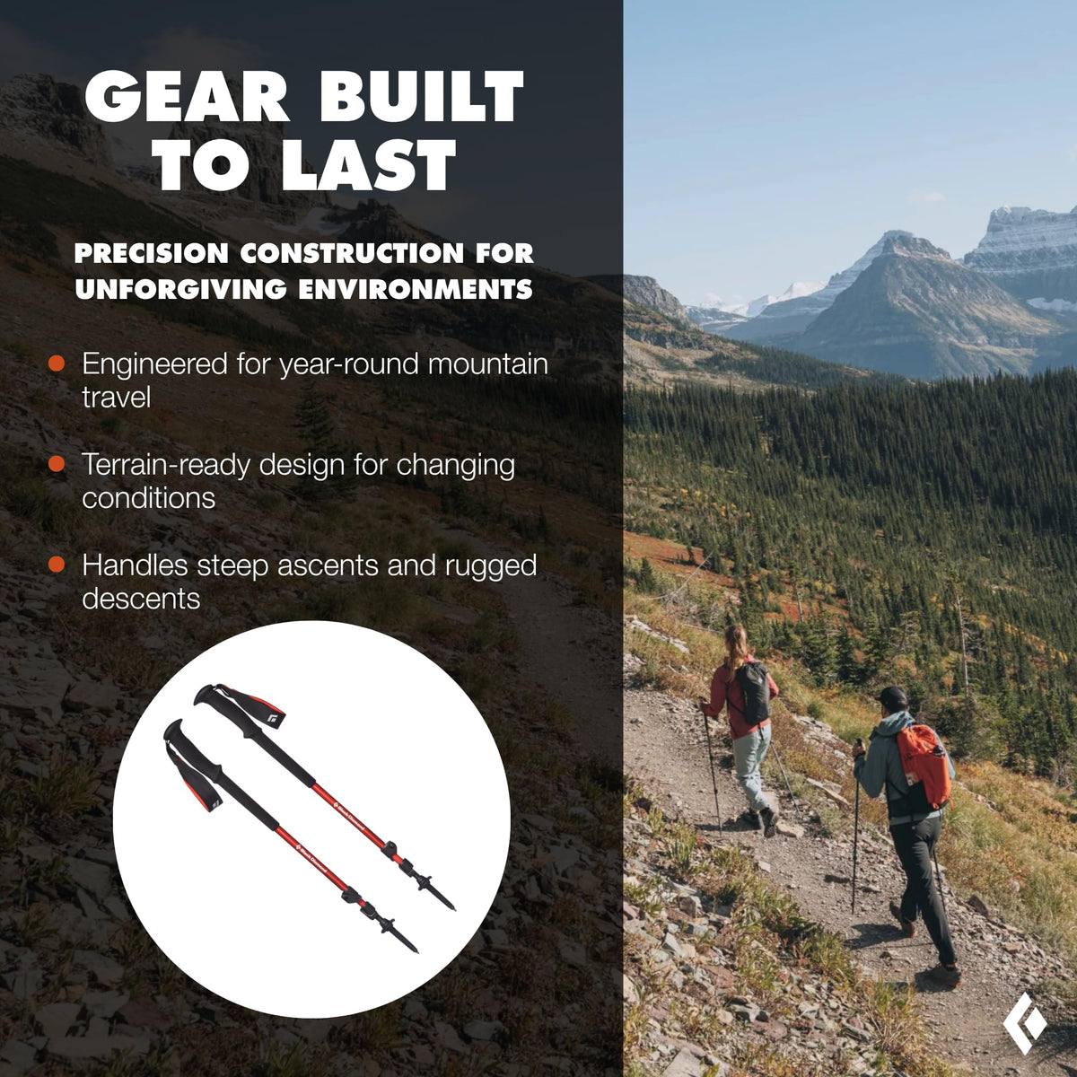 BLACK DIAMOND Trail Trekking Poles Aluminum (Pair), Picante