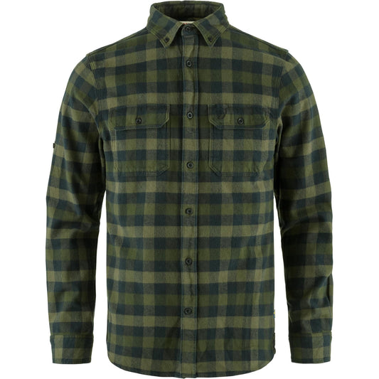 Fjallraven Skog Slim Shirt Men's Long Sleeve Flannel, Deep Forest/Laurel Green, S